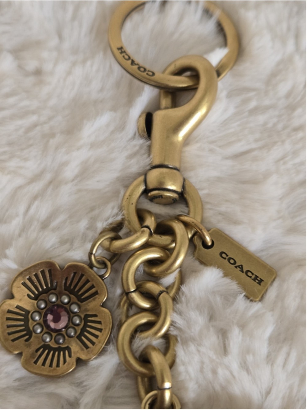 NWOT Coach Red Signature Leather C Tea Rose Bag Charm - Picture 4 of 5